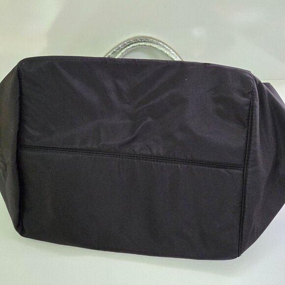 Attention Black Silver Convertible Designer Inspired Large Tote Bag - Picture 6 of 10
